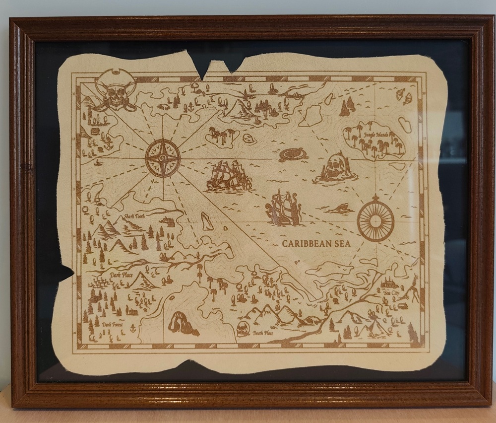 Carte de pirate sur peau de Chamois — miniature 2